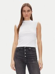 Calvin Klein Top Liquid Touch Top K20K208422 Biały Slim Fit. Białe topy damskie Calvin Klein, xxs, bez wzorów, z bawełny, bez kołnierzyka, bez ramiączek. Za 109.99 zł.