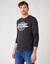WRANGLER LS AMERICANA TEE MĘSKA KOSZULKA Z DŁUGIM RĘKAWEM FADED BLACK W7J5D3XV6 112141550. Czarne t-shirty męskie Wrangler, m, bez wzorów, bez kołnierzyka, bez ramiączek. Za 99.99 zł.