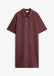 Sukienka z piki, z zamkiem. Fioletowe sukienki damskie bonprix, bez wzorów, bez kołnierzyka, bez ramiączek, koszulowe. Za 134.99 zł.