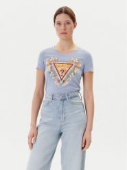 Guess T-Shirt W5YI08 J1314 Niebieski Regular Fit. Niebieskie t-shirty damskie Guess, xxl, z aplikacjami, z bawełny, bez kołnierzyka, bez ramiączek. Za 119.99 zł.
