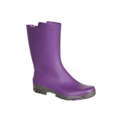 Kalosze Inverness 100 damskie. Fioletowe kalosze damskie SOLOGNAC, bez wzorów, bez zapięcia. Za 49.99 zł.