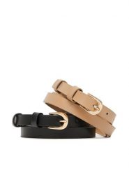 DeeZee Pasek Damski SS22915-A Beżowy. Brązowe paski damskie DeeZee, bez wzorów, ze skóry. Za 69.99 zł.