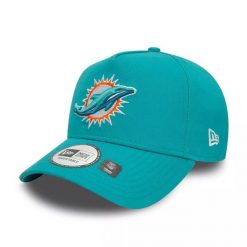Czapka z daszkiem New Era 9FORTY NFL Miami Dolphins Official Team 60565502. Niebieskie czapki damskie New Era, bez wzorów, sportowe. Za 119.00 zł.
