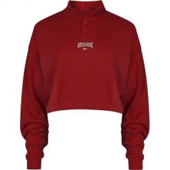 Bluza sportowa damska Reebok Varsity Coverup. Czerwone bluzy damskie Reebok, m, bez wzorów, z bawełny, sportowe, bez ramiączek, bez kaptura. Za 171.00 zł.