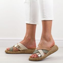 Brązowe skórzane klapki damskie Muya 423498. Brązowe klapki damskie MUYA, na lato, bez wzorów, ze skóry, eleganckie, bez obcasa, na płaskiej podeszwie, bez zapięcia. Za 299.00 zł.
