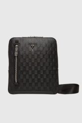 GUESS Czarna saszetka męska Torino. Czarne saszetki i nerki męskie Guess, z aplikacjami, ze skóry ekologicznej. W wyprzedaży za 287.99 zł.