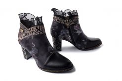 LAURA VITA 0006302 Ledao 11 noir, botki damskie. Czarne botki damskie Laura Vita, na zimę, w ażurowe wzory, z polaru, bez obcasa, na obcasie, bez zapięcia. Za 544.90 zł.