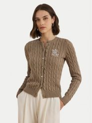 LAUREN RALPH LAUREN Kardigan 200932225012 Brązowy Slim Fit. Brązowe kardigany damskie Lauren Ralph Lauren, xl, bez wzorów, z bawełny, bez kołnierzyka. Za 839.99 zł.