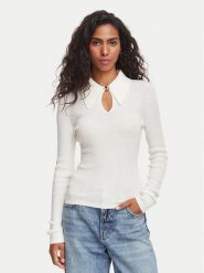 HUGO Sweter Sdropa 50562687 Kremowy Slim Fit. Białe swetry nierozpinane damskie Hugo, xs, bez wzorów, z lyocellu, bez kołnierzyka, bez ramiączek. Za 724.99 zł.
