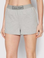 Calvin Klein Underwear Szorty piżamowe 000QS6799E Szary Regular Fit. Szare piżamy damskie Calvin Klein Underwear, bez wzorów, z bawełny, bez ramiączek. Za 199.99 zł.
