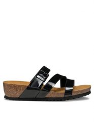 Geox Klapki D New Sthellae D551AA 000HH C9999 Czarny. Czarne klapki damskie Geox, bez wzorów, ze skóry, bez obcasa, bez zapięcia. Za 329.99 zł.