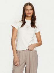 Guess T-Shirt V4YI21 KCDH1 Écru Slim Fit. T-shirty damskie Guess, m, z aplikacjami, z bawełny, bez kołnierzyka, bez ramiączek. Za 119.99 zł.