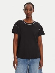 Liu Jo T-Shirt WA5148 J4893 Czarny Regular Fit. Czarne t-shirty damskie Liu Jo, m, bez wzorów, z bawełny, bez kołnierzyka, bez ramiączek. Za 289.99 zł.