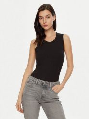 Calvin Klein Top K20K208054 Czarny Slim Fit. Czarne topy damskie Calvin Klein, m, bez wzorów, bez kołnierzyka, bez ramiączek. Za 129.99 zł.
