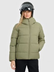 4F Kurtka narciarska membrana 5000 damska - khaki XS. Brązowe kurtki sportowe damskie 4F, na zimę, xs, bez wzorów, bez ramiączek, bez kaptura, narciarskie. Za 499.99 zł.