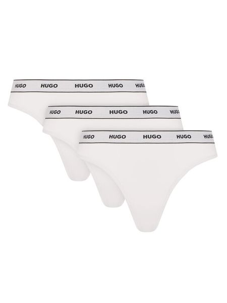 HUGO Komplet stringów 50480150 Biały. Białe majtki damskie Hugo, z bawełny. Za 119.99 zł.