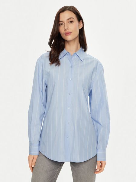 Calvin Klein Koszula K20K207670 Błękitny Regular Fit. Niebieskie koszule damskie Calvin Klein, bez wzorów, z bawełny, bez kołnierzyka, bez ramiączek. Za 299.99 zł.