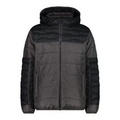 Kurtka puchowa z kapturem z poliestru CMP. Szare kurtki męskie CMP, m, bez wzorów, z puchu, z kapturem. W wyprzedaży za 599.50 zł.