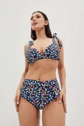Dół od bikini z wysokiem stanem granatowy. Niebieskie stroje kąpielowe damskie MOODO, xs, bez wzorów, z elastanu. W wyprzedaży za 16.49 zł.