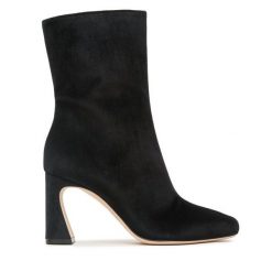 Botki Alberta Ferretti. Czarne botki damskie Alberta Ferretti, bez wzorów, bez obcasa, na słupku, bez zapięcia. Za 2,439.00 zł.