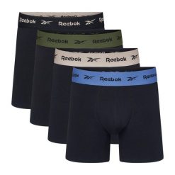 Bokserki męskie Reebok 4 sztuki. Czarne bokserki męskie Reebok, bez wzorów, z bawełny. Za 129.99 zł.