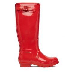 Kalosze Hunter. Czerwone kalosze damskie Hunter, bez wzorów, bez zapięcia. Za 349.99 zł.