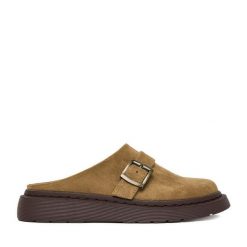 Klapki DeeZee. Brązowe klapki damskie DeeZee, bez wzorów, bez obcasa, bez zapięcia. Za 139.99 zł.