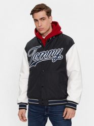 Tommy Jeans Kurtka bomber Letterman DM0DM17880 Czarny Regular Fit. Czarne kurtki męskie Tommy Jeans, m, bez wzorów, z jeansu, bez kaptura. Za 959.99 zł.