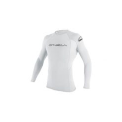Koszulka ONEILL BASIC SKINS L/S RASH GUARD. Białe bluzki damskie O'Neill, l, bez wzorów, sportowe, bez kołnierzyka, bez ramiączek. Za 203.50 zł.