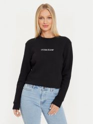 Guess Jeans Bluza W4YQ10 KC811 Czarny Classic Fit. Czarne bluzy damskie Guess Jeans, xxl, z aplikacjami, z bawełny, bez ramiączek, bez kaptura. Za 199.99 zł.