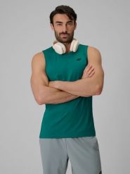4F Koszulka treningowa regular szybkoschnąca męska - zielona XL. Zielone t-shirty męskie 4F, m, bez wzorów, z materiału, bez kołnierzyka, bez ramiączek. Za 69.99 zł.
