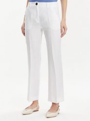 Marella Spodnie materiałowe Muschio 2413131272 Biały Regular Fit. Białe spodnie materiałowe damskie Marella, bez wzorów, ze lnu. Za 549.99 zł.