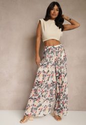 Czarno-Czerwone Spodnie High Waist Zdobione Plisami i Kwiatowym Printem Folamea. Czarne spodnie materiałowe damskie Renee, z aplikacjami, z jeansu, eleganckie, z podwyższonym stanem. Za 89.99 zł.