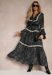 Szara Sukienka w Panterkę Rozkloszowana Ozdobiona Falowanymi Lamówkami Zetilaine. Szare sukienki damskie Renee, na co dzień, l, bez wzorów, z wiskozy, eleganckie, bez kołnierzyka, bez ramiączek, maxi, proste. Za 139.99 zł.