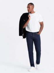 Klasyczne męskie jeansowe spodnie REGULAR FIT indygo V1 OM-PADP-0152 XXL. Spodnie sportowe męskie Ombre, m, bez wzorów, z jeansu. Za 272.31 zł.