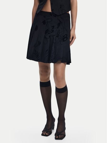 Desigual Spódnica mini Flock 25WWFW10 Czarny Regular Fit. Czarne spódnice damskie Desigual, m, bez wzorów, z syntetyku, mini. Za 210.99 zł.