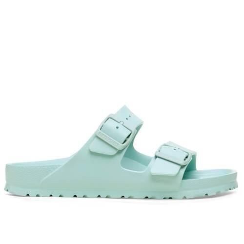 Klapki damskie Birkenstock Arizona Eva. Niebieskie klapki damskie Birkenstock, bez wzorów, z materiału, bez obcasa, bez zapięcia. Za 344.00 zł.