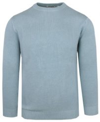 Męski Sweter z Dzianiny Bawełnianej - Colosseo - Zgaszony Błękit. Niebieskie swetry męskie Colosseo, l, bez wzorów, z bawełny, casualowe, bez kołnierzyka, bez ramiączek. Za 159.00 zł.