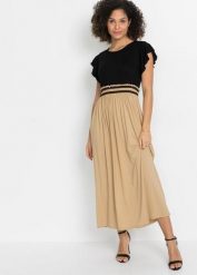 Sukienka z dżerseju z miękkiej mieszanki wiskozy. Czarne sukienki damskie bonprix, bez wzorów, z dżerseju, bez kołnierzyka, bez ramiączek. Za 139.99 zł.