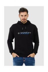 GIVENCHY Czarna bluza męska z kapturem i logo. Czarne bluzy męskie Givenchy, l, bez wzorów, z bawełny, z kapturem. W wyprzedaży za 1,099.99 zł.