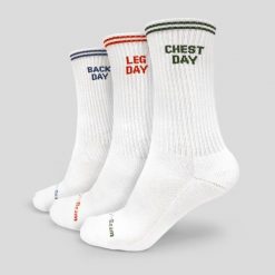 Skarpety unisex fitness białe GymRat 3Pack. Białe skarpetki damskie GYMBEAM, bez wzorów, z bawełny. Za 37.90 zł.