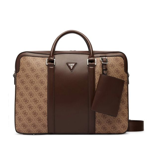 Torba na laptopa Guess. Brązowe torby na laptopa damskie Guess, z aplikacjami. Za 425.99 zł.