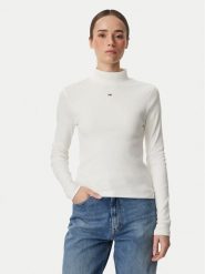 Tommy Jeans Bluzka Essential DW0DW19830 Biały Slim Fit. Białe bluzki damskie Tommy Jeans, m, bez wzorów, z bawełny, bez kołnierzyka, bez ramiączek. Za 209.99 zł.