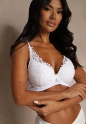 Biały Biustonosz Zdobiony Koronką i Kokardami Morgavia. Białe biustonosze Renee, z aplikacjami, z koronki. Za 34.99 zł.