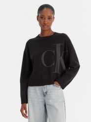 Calvin Klein Jeans Sweter Smooth LV047E304G Czarny Regular Fit. Czarne swetry nierozpinane damskie Calvin Klein Jeans, m, bez wzorów, z bawełny, bez kołnierzyka, bez ramiączek. Za 529.99 zł.