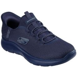 Buty sportowe męskie Skechers Summits High Range. Niebieskie buty sportowe męskie Skechers, bez wzorów, bez zapięcia. Za 390.00 zł.