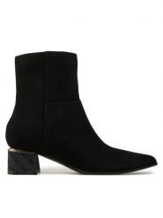 Guess Botki Lukkie FLFLUK SUE10 Czarny. Czarne botki damskie Guess, z aplikacjami, ze skóry, bez obcasa, na słupku, bez zapięcia. Za 789.99 zł.