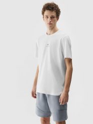 4F T-shirt regular gładki męski - biały XXL. Białe t-shirty męskie 4F, m, bez wzorów, z bawełny, bez kołnierzyka, bez ramiączek. W wyprzedaży za 39.99 zł.