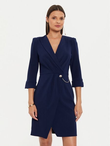 Rinascimento Sukienka koktajlowa CFC0019592002 Granatowy Regular Fit. Niebieskie sukienki damskie Rinascimento, s, bez wzorów, z syntetyku, wizytowe, bez kołnierzyka, bez ramiączek. Za 479.99 zł.