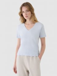4F T-shirt oversize z modalem damski - niebieski XS. Niebieskie t-shirty damskie 4F, xs, bez wzorów, z bawełny, klasyczne, bez kołnierzyka, bez ramiączek. W wyprzedaży za 39.99 zł.